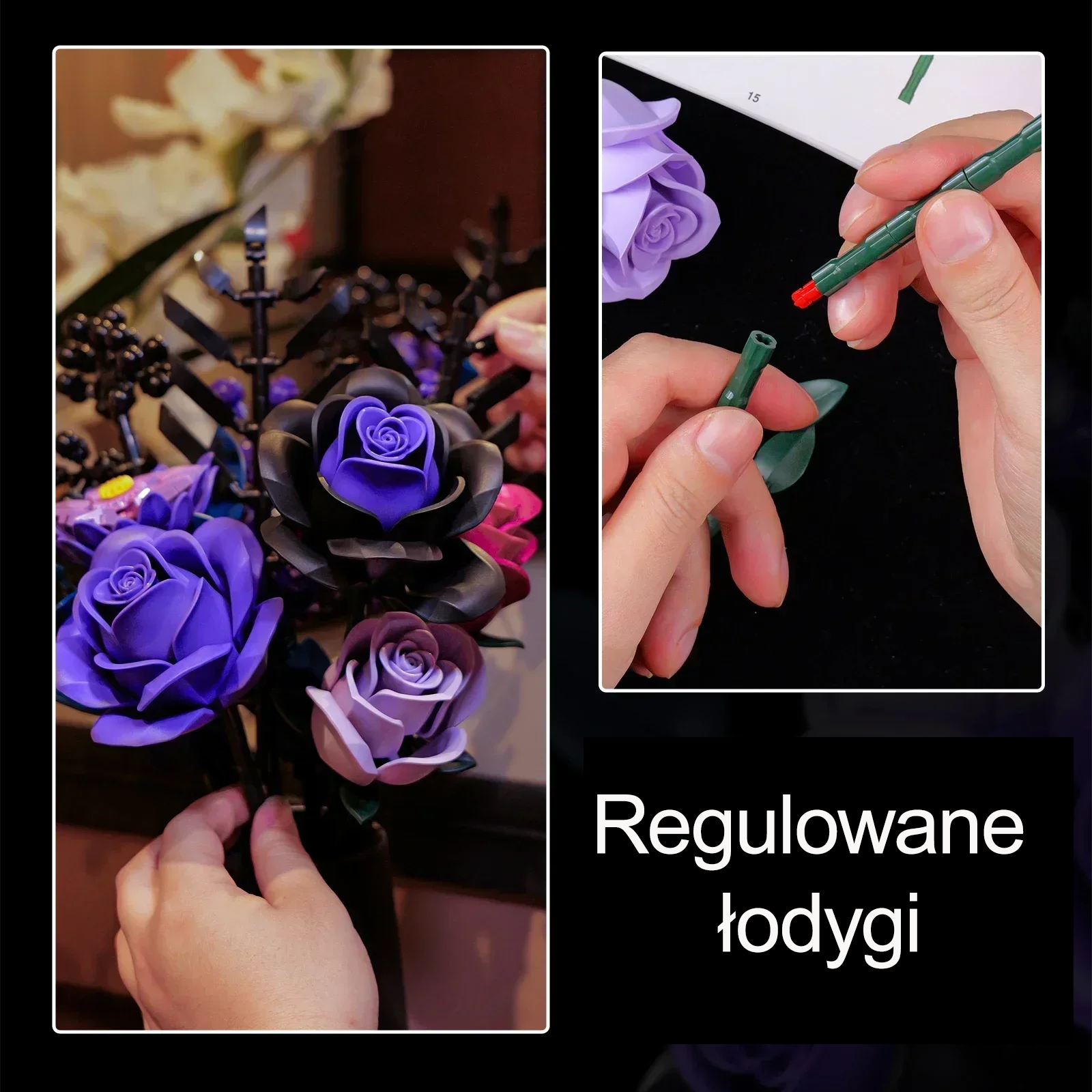 ROMANTIC BOUQUET OF PURPLE ROSES | 736 pieces