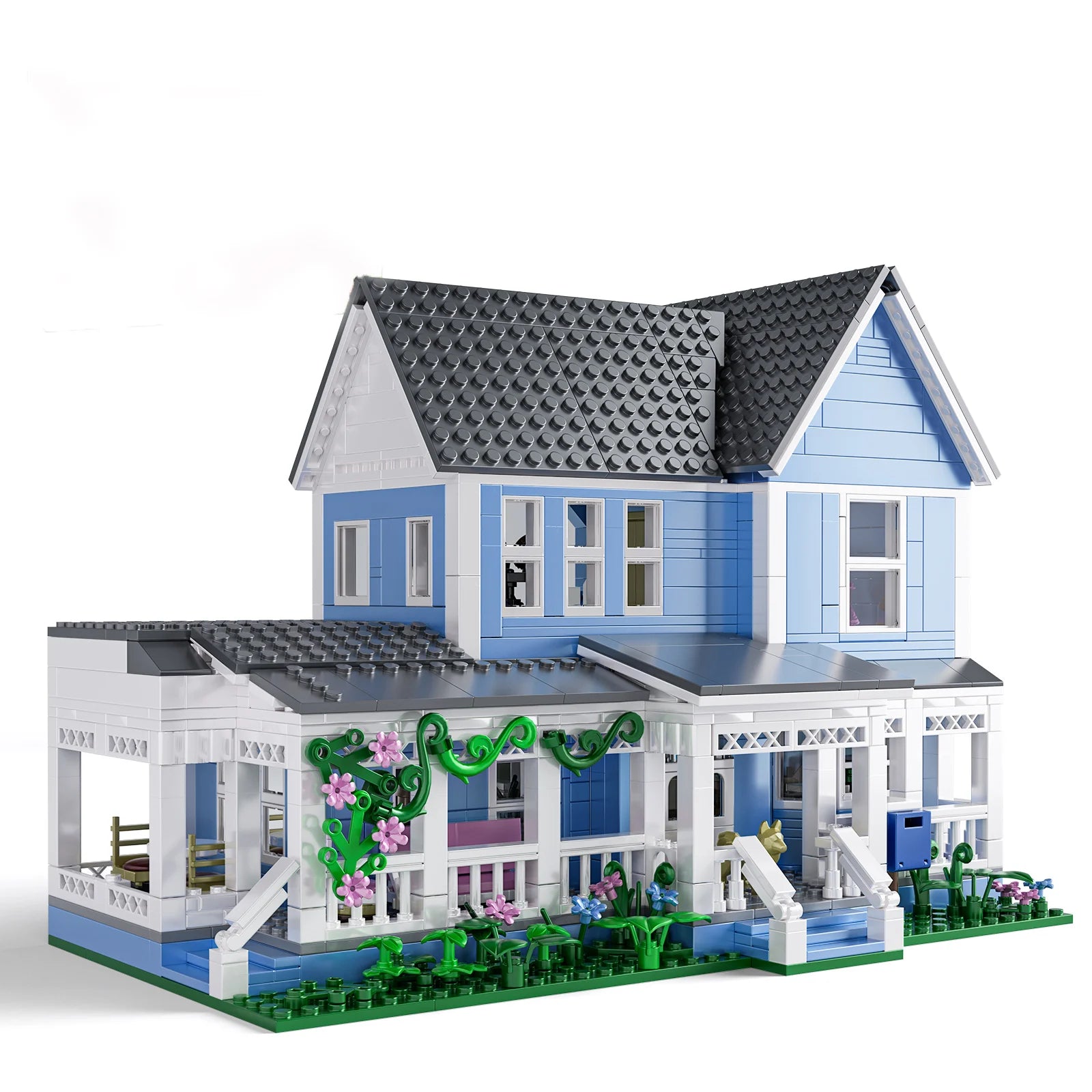 BLUE TWO-STOREY VICTORIAN-STYLE HOUSE  | 1107 pieces