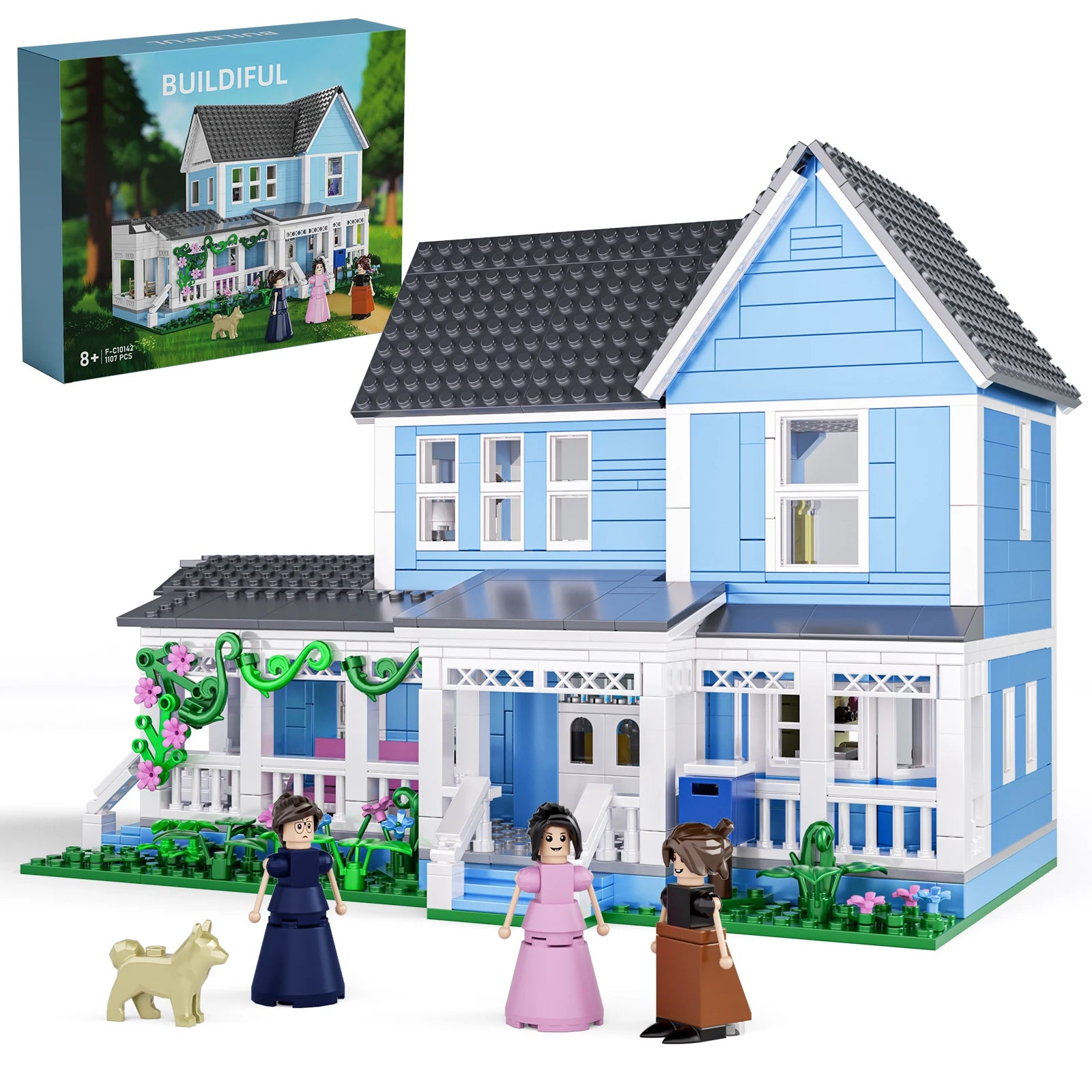 BLUE TWO-STOREY VICTORIAN-STYLE HOUSE  | 1107 pieces
