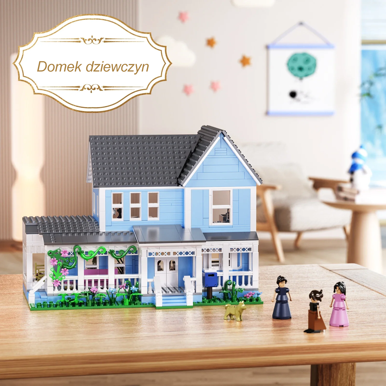 BLUE TWO-STOREY VICTORIAN-STYLE HOUSE  | 1107 pieces