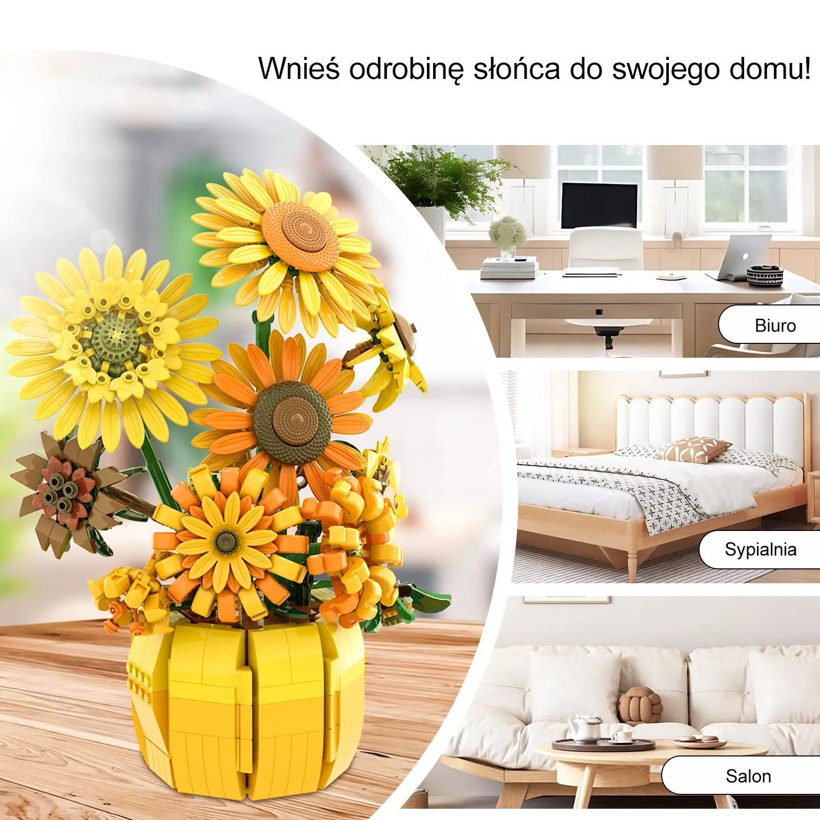 SUNFLOWER BOUQUET WITH VASE | 1009 pieces