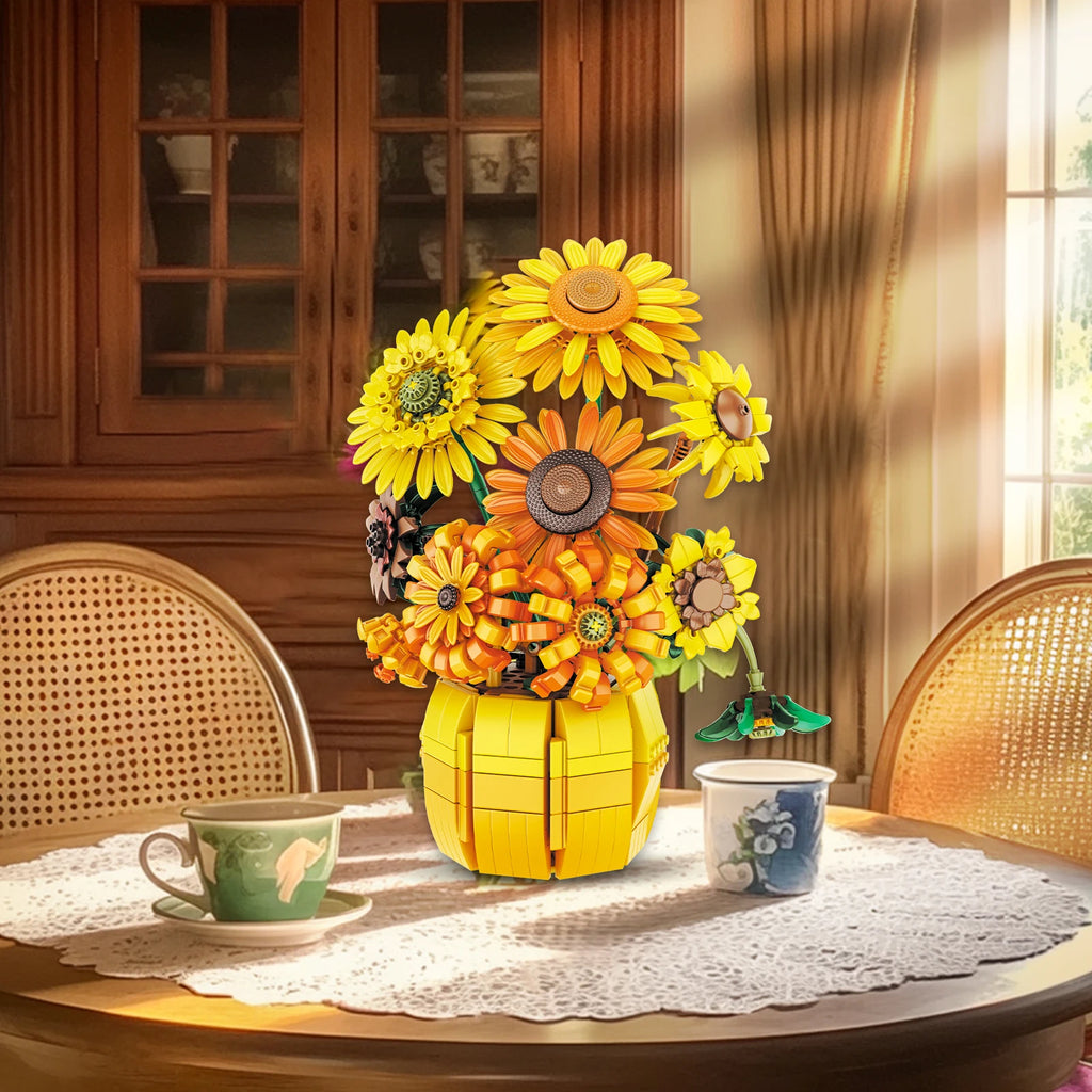 SUNFLOWER BOUQUET WITH VASE | 1009 pieces