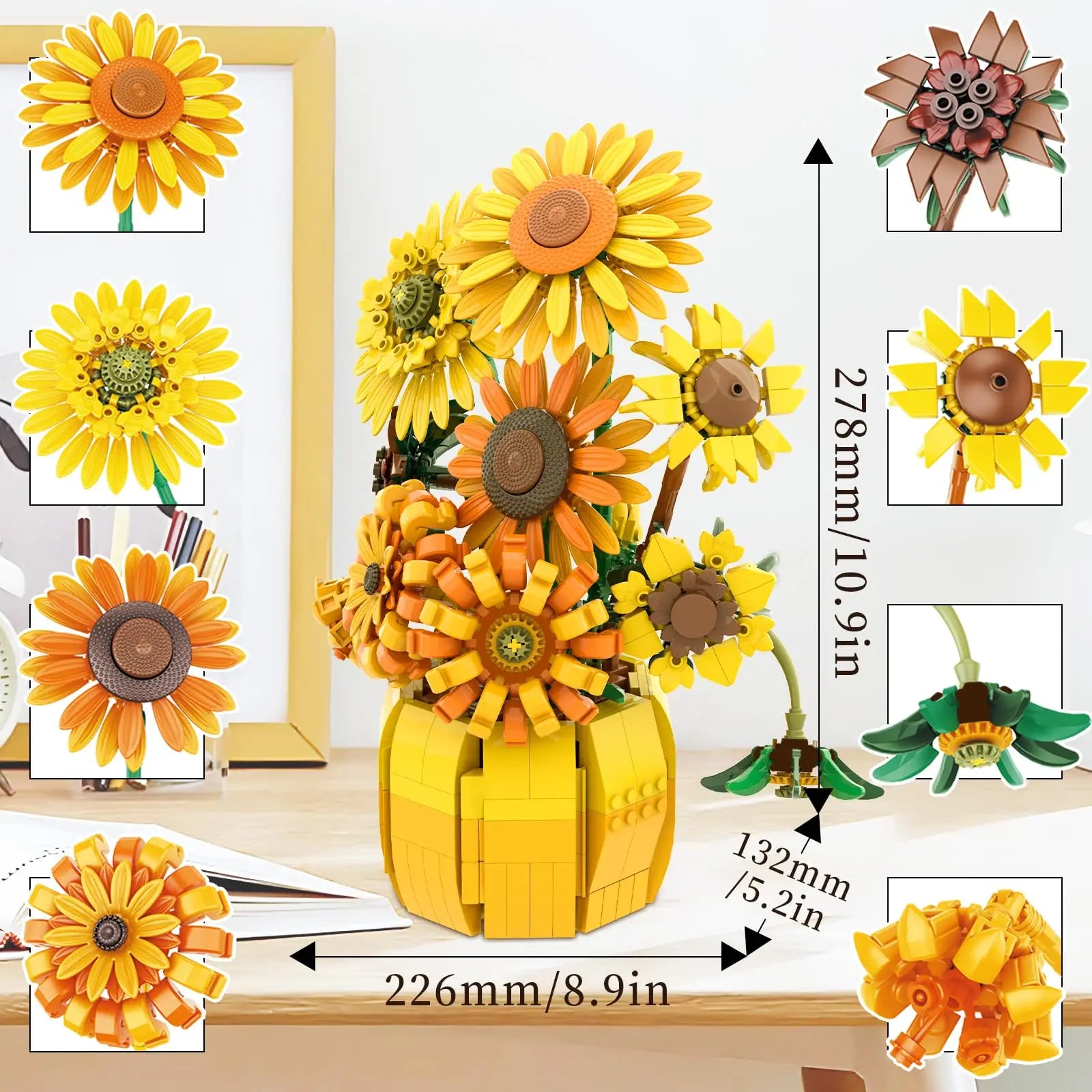 SUNFLOWER BOUQUET WITH VASE | 1009 pieces