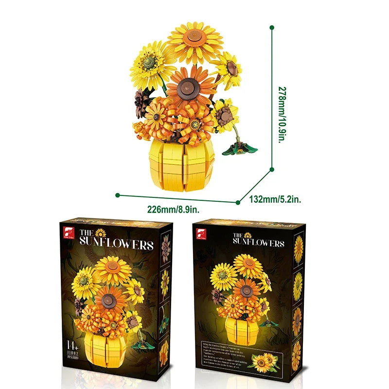 SUNFLOWER BOUQUET WITH VASE | 1009 pieces