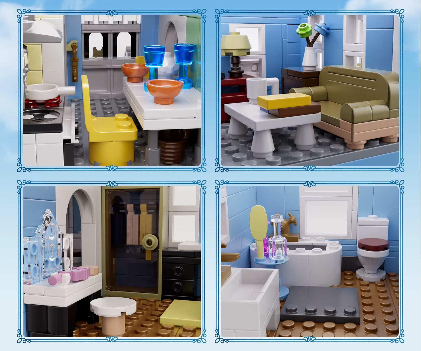 BLUE TWO-STOREY VICTORIAN-STYLE HOUSE  | 1107 pieces