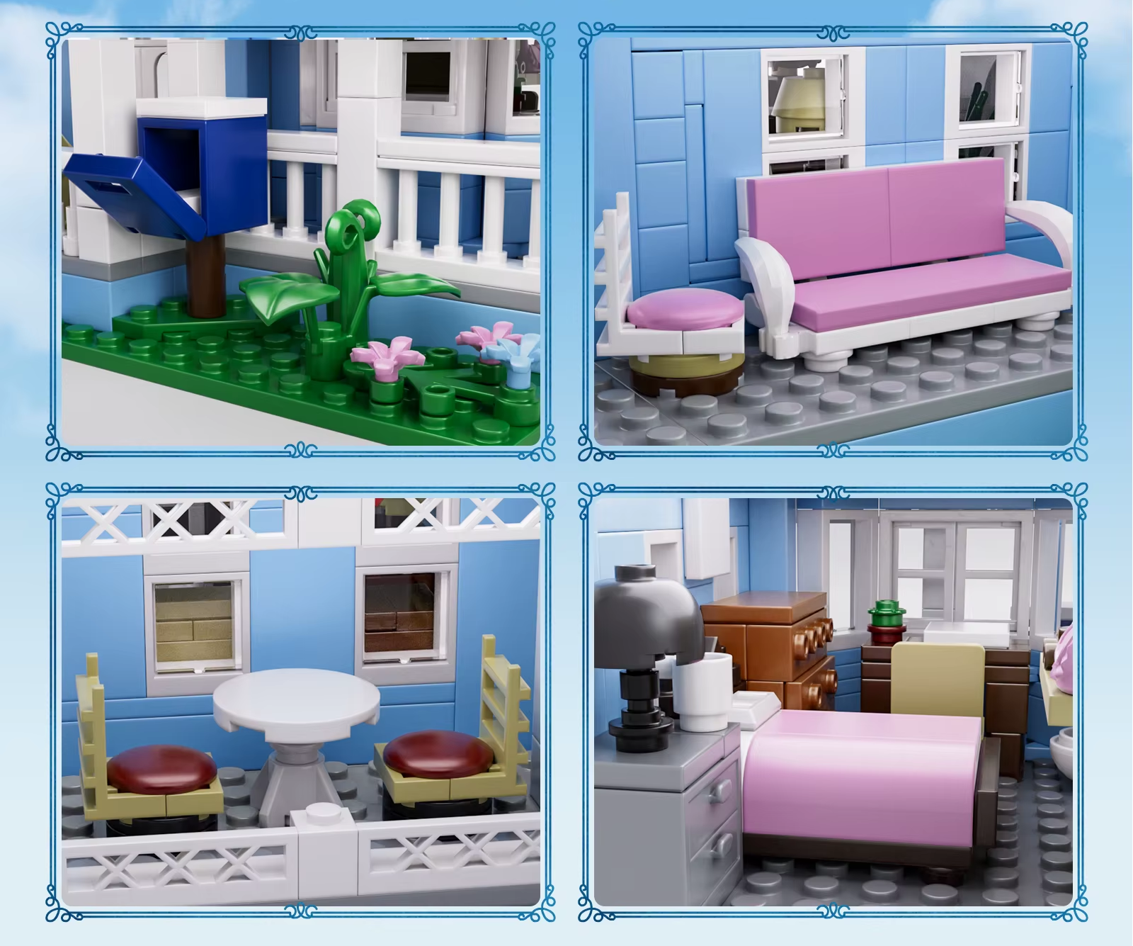 BLUE TWO-STOREY VICTORIAN-STYLE HOUSE  | 1107 pieces