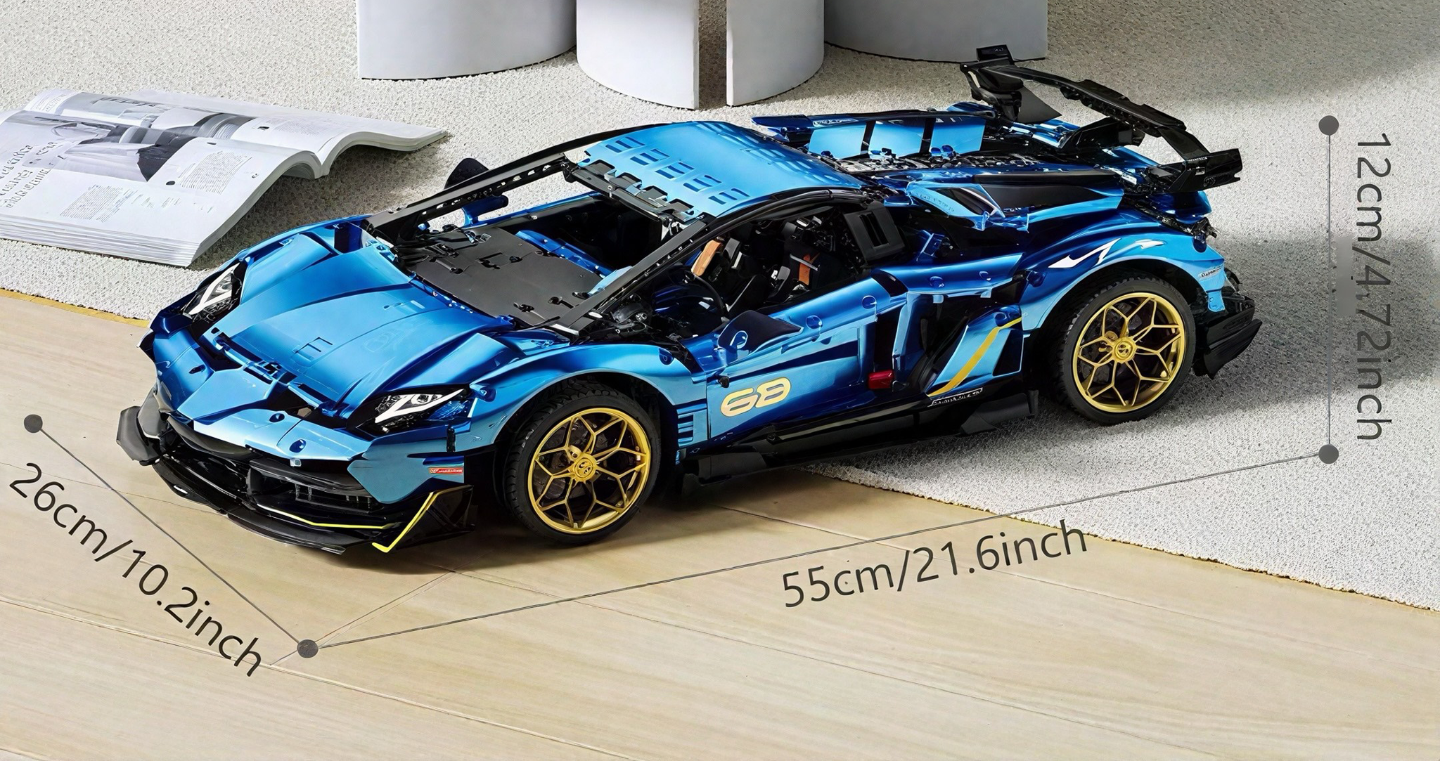 METALLIC BLUE SPORTS CAR | 3811 pieces
