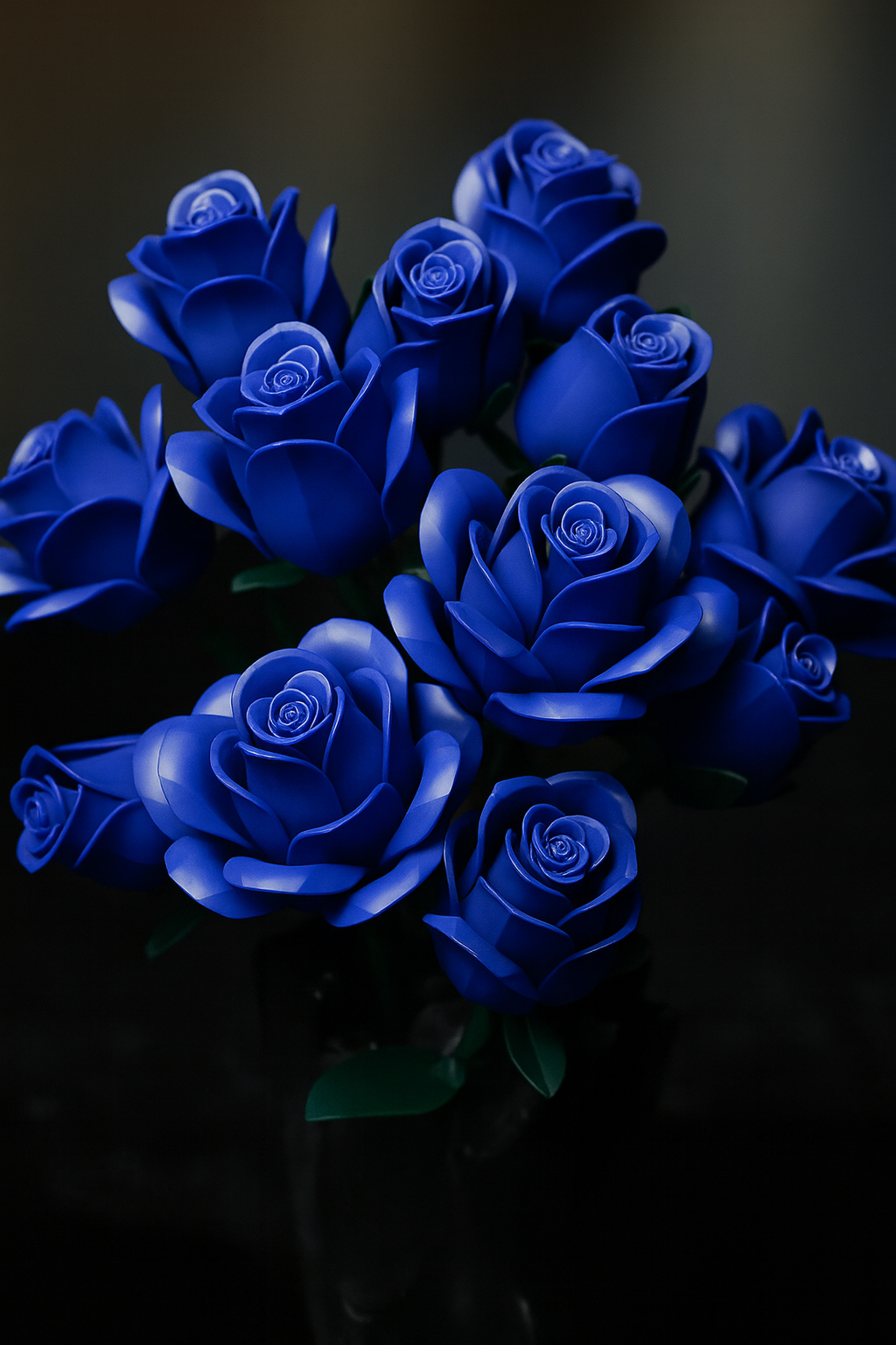 BOUQUET OF 12 DARK BLUE ROSES | 608 pieces